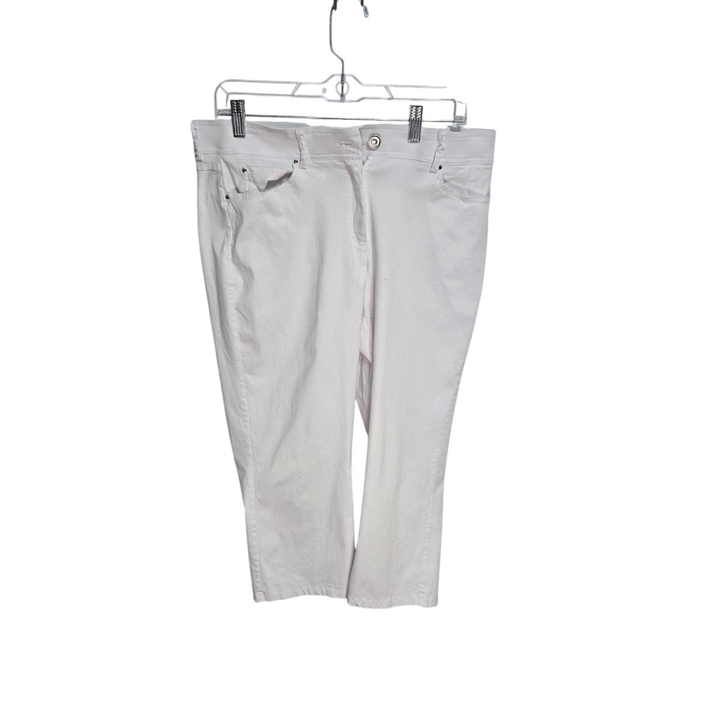89th + Madison Womens White Capri Pants Size 12 Stretch Cropped Solid Casual